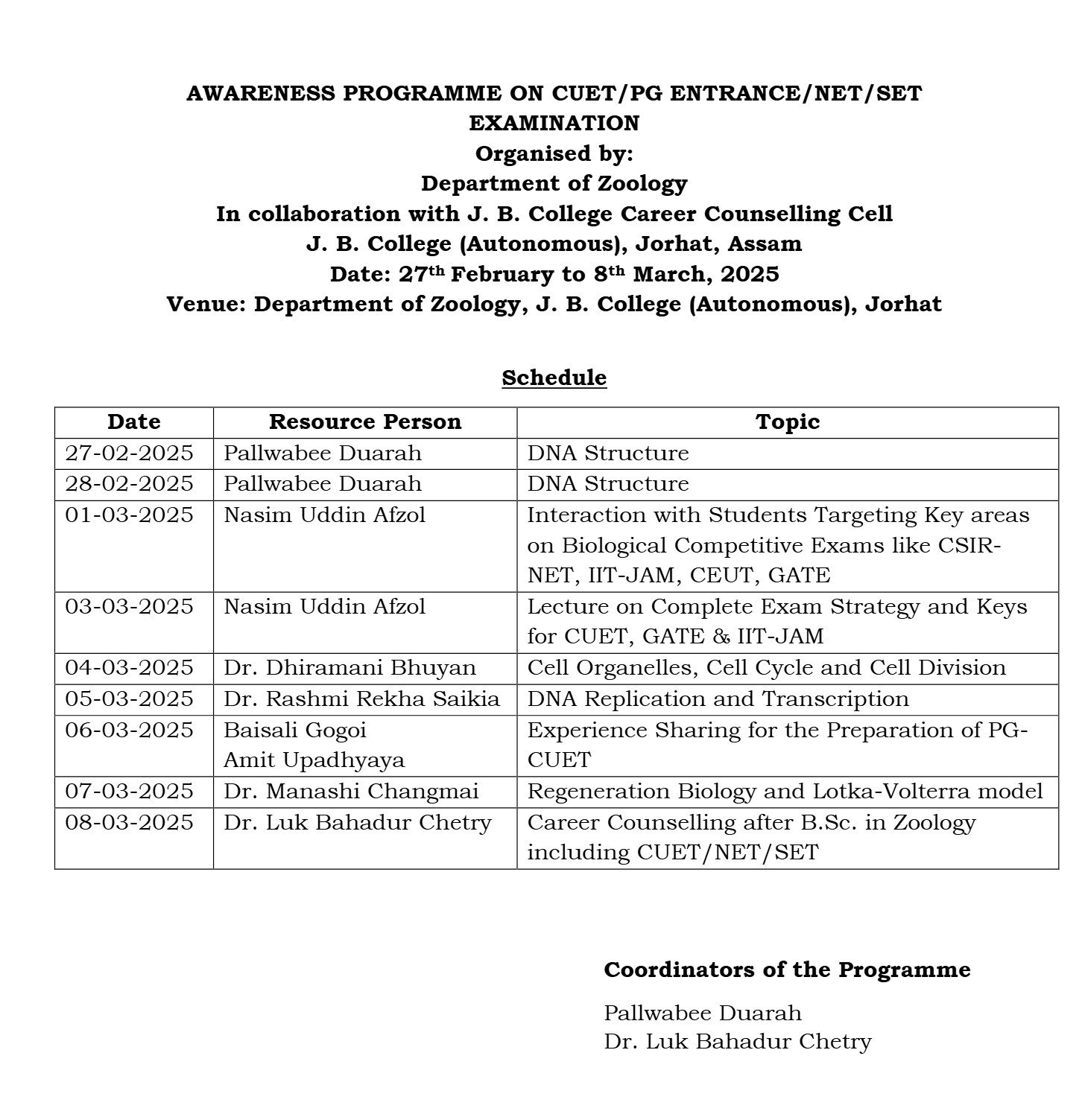 Awareness Programme on CUET