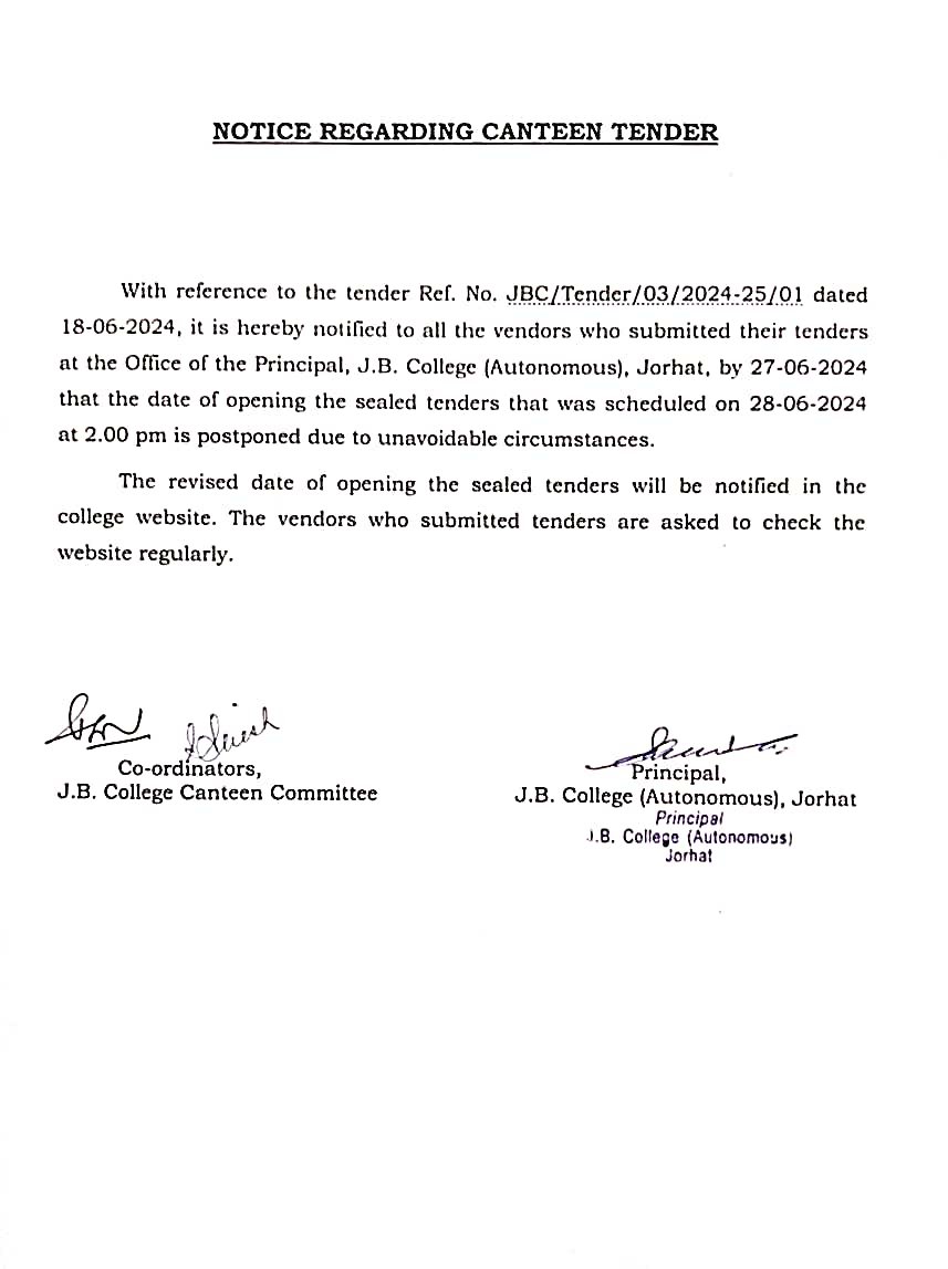 Notice Regarding Canteen Tender